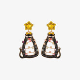 Rhinestone Alloy Cat Earrings